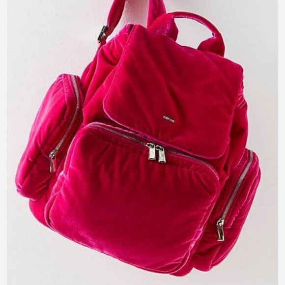 FREE PEOPLE x‎ Caraa Velvet Hot Pink Cirrus Backpack NEW WITH TAG - Picture 1 of 15